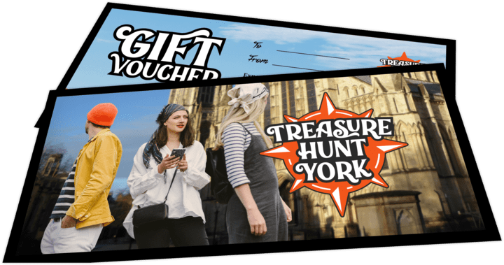 A photo of a physical gift voucher for Treasure Hunt York.
